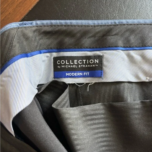 CLEARANCE! Michael Strahan Collection, striped slacks cadet blue/white stripe - Picture 3 of 4